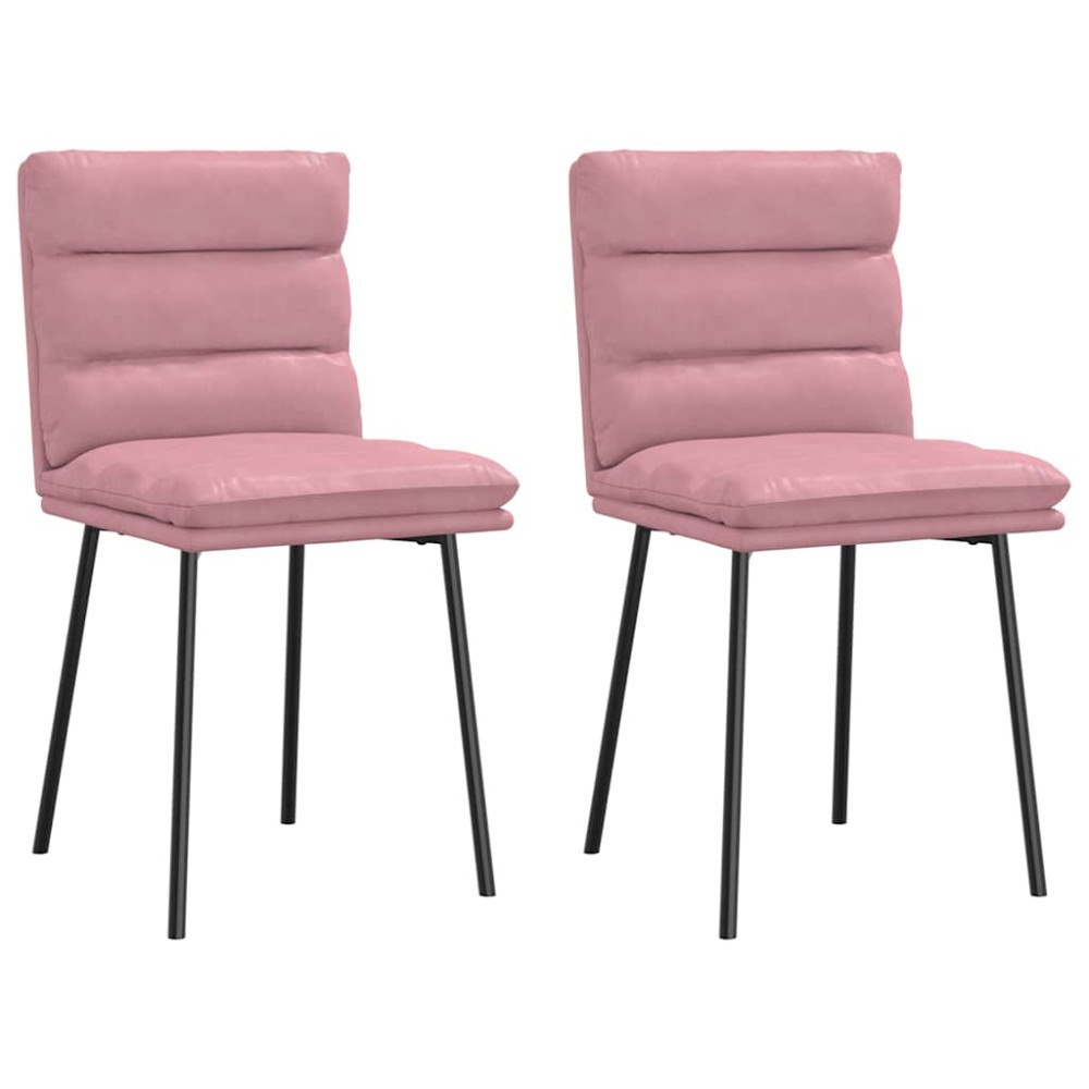 vidaXL Matstolar 2 st rosa sammet
