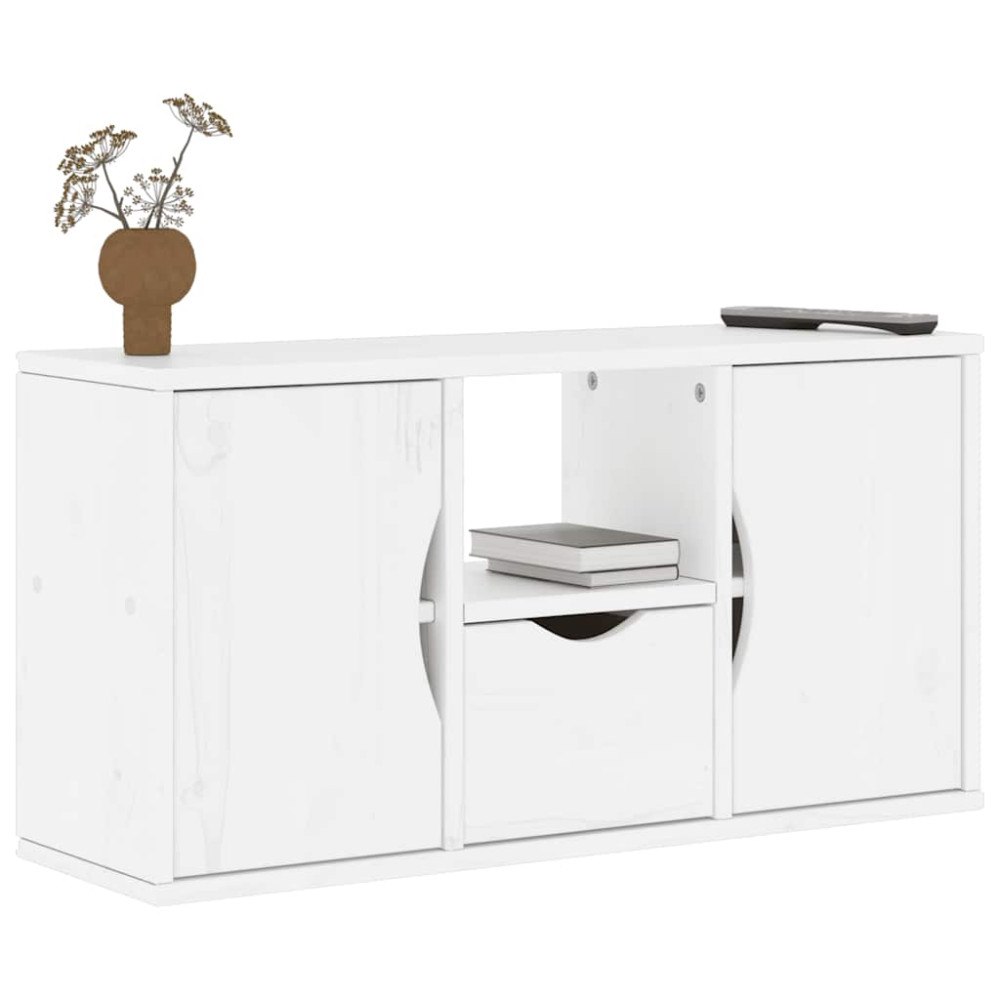 vidaXL TV-bänk med låda "ODDA" vit 79x24x40 cm massiv furu
