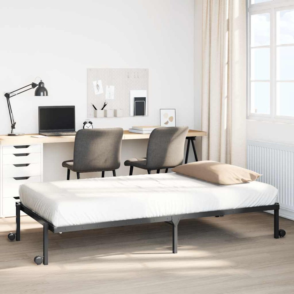 vidaXL Sängram utan madrass hopfällbar svart 80x200 cm stål