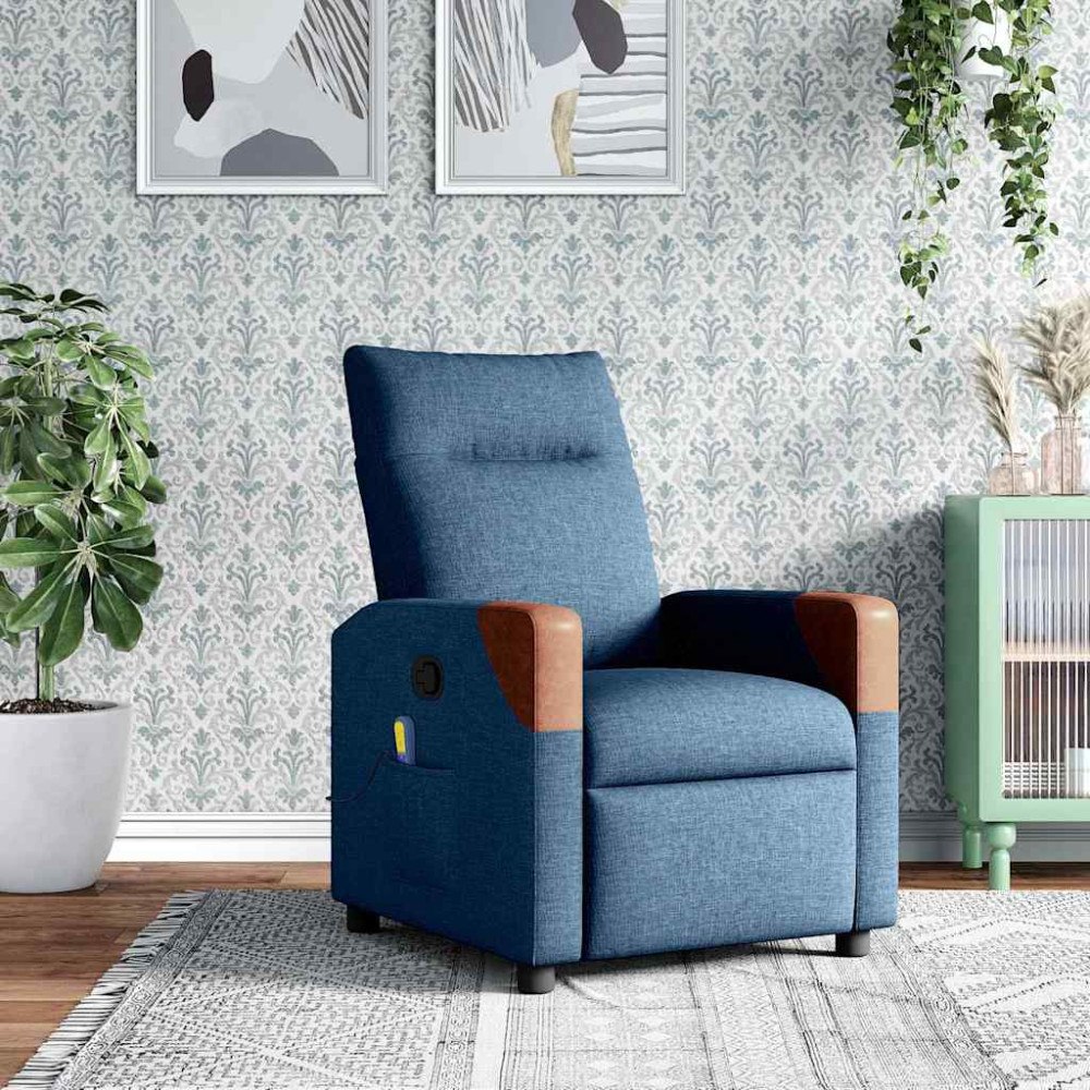 vidaXL Massagefåtölj blå tyg