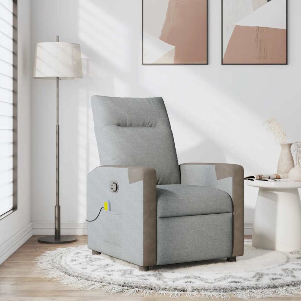 vidaXL Massagefåtölj ljusgrå tyg