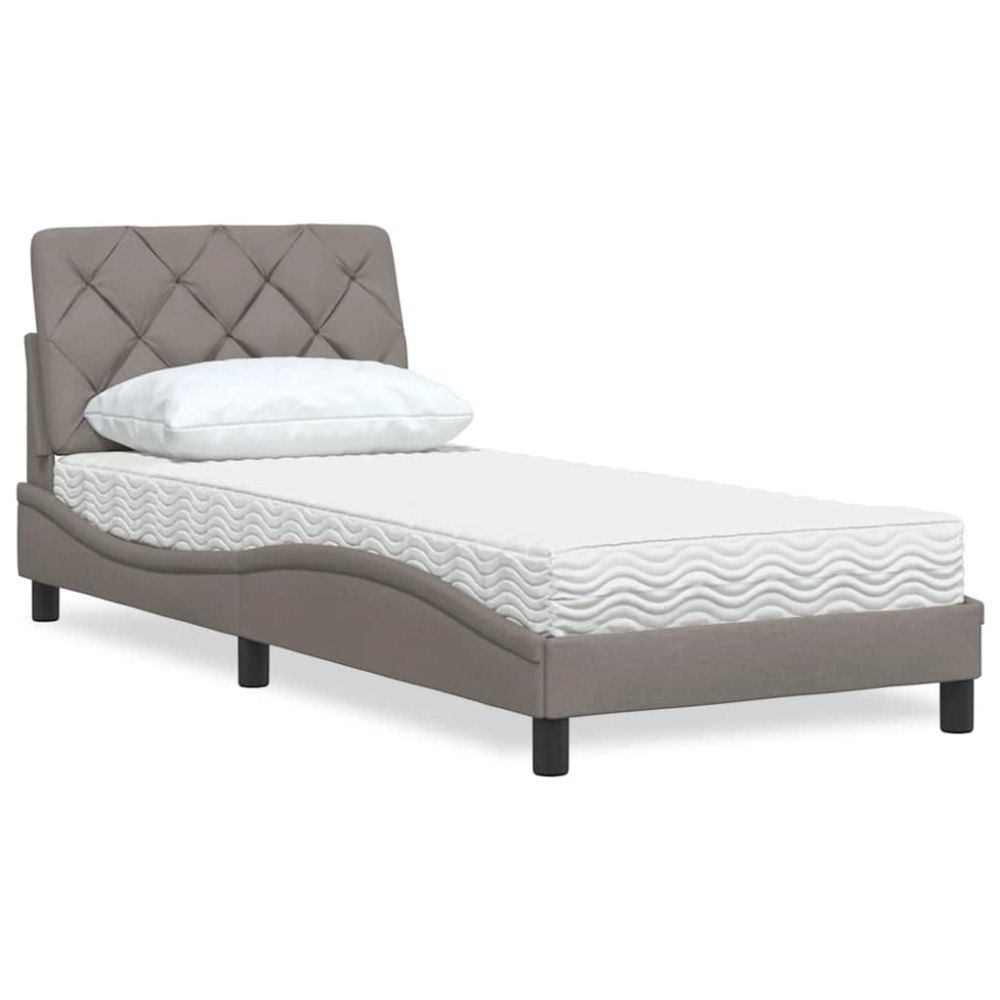 vidaXL Bed with Mattress Taupe 90x190 cm Fabric