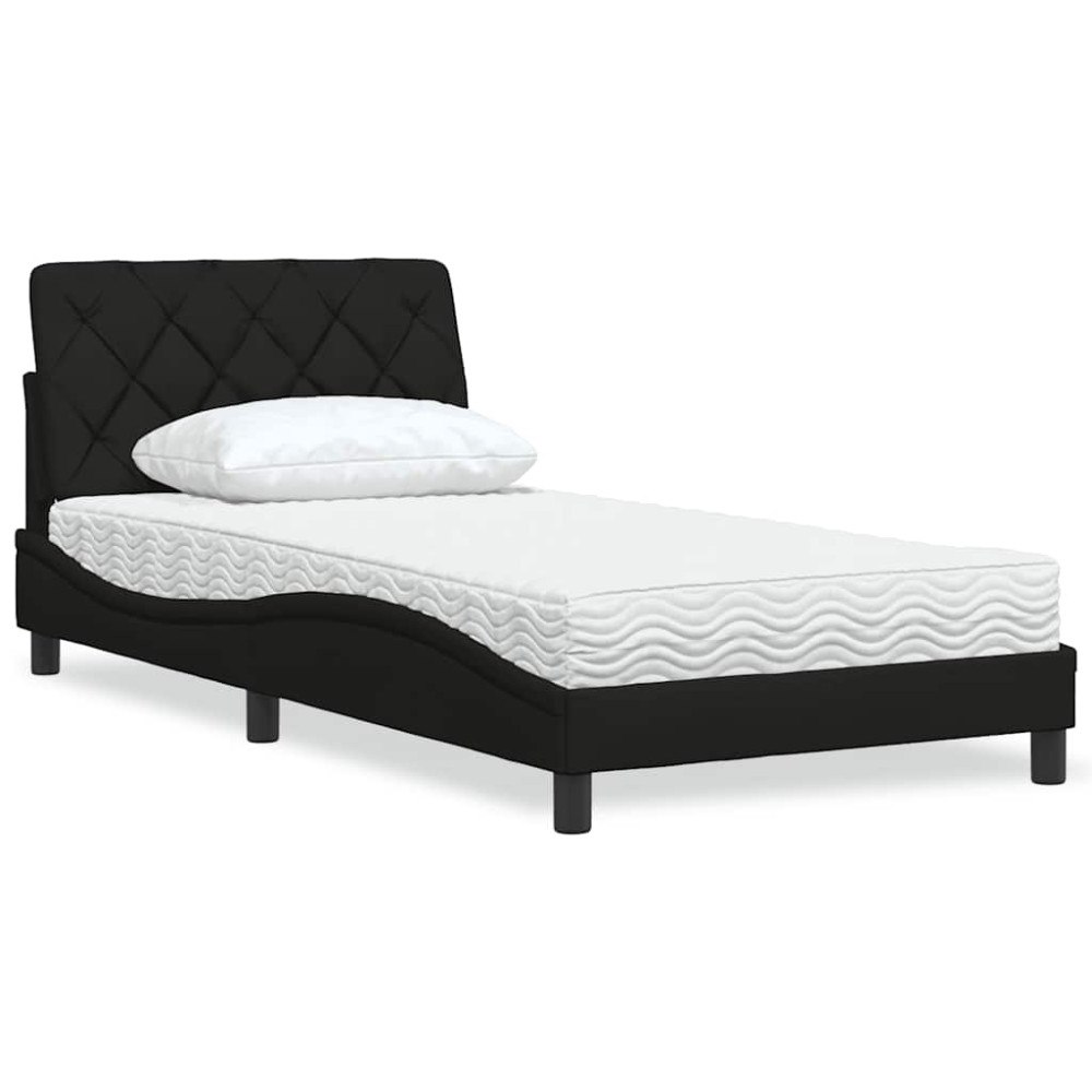 vidaXL Bed with Mattress Black 100x200 cm Fabric