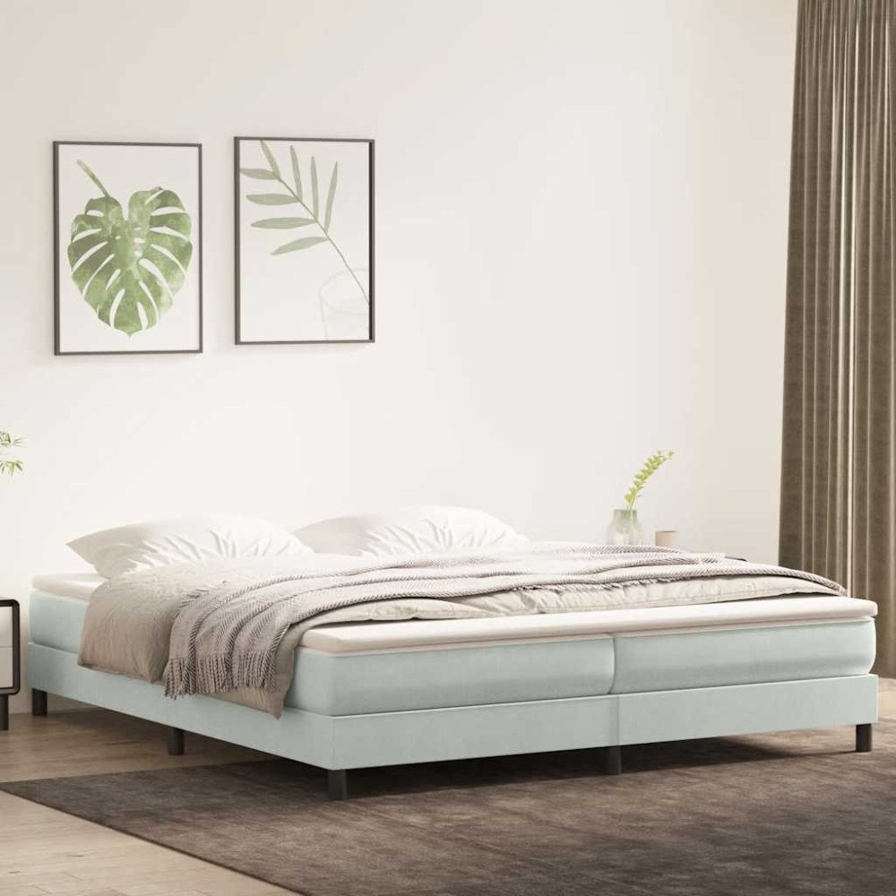 vidaXL Resårsäng utan madrass ljusgrå 200x210 cm sammet