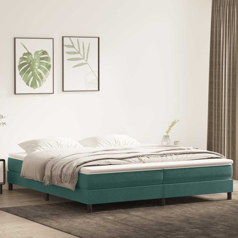 vidaXL Resårsäng utan madrass mörkgrön 200x210 cm sammet
