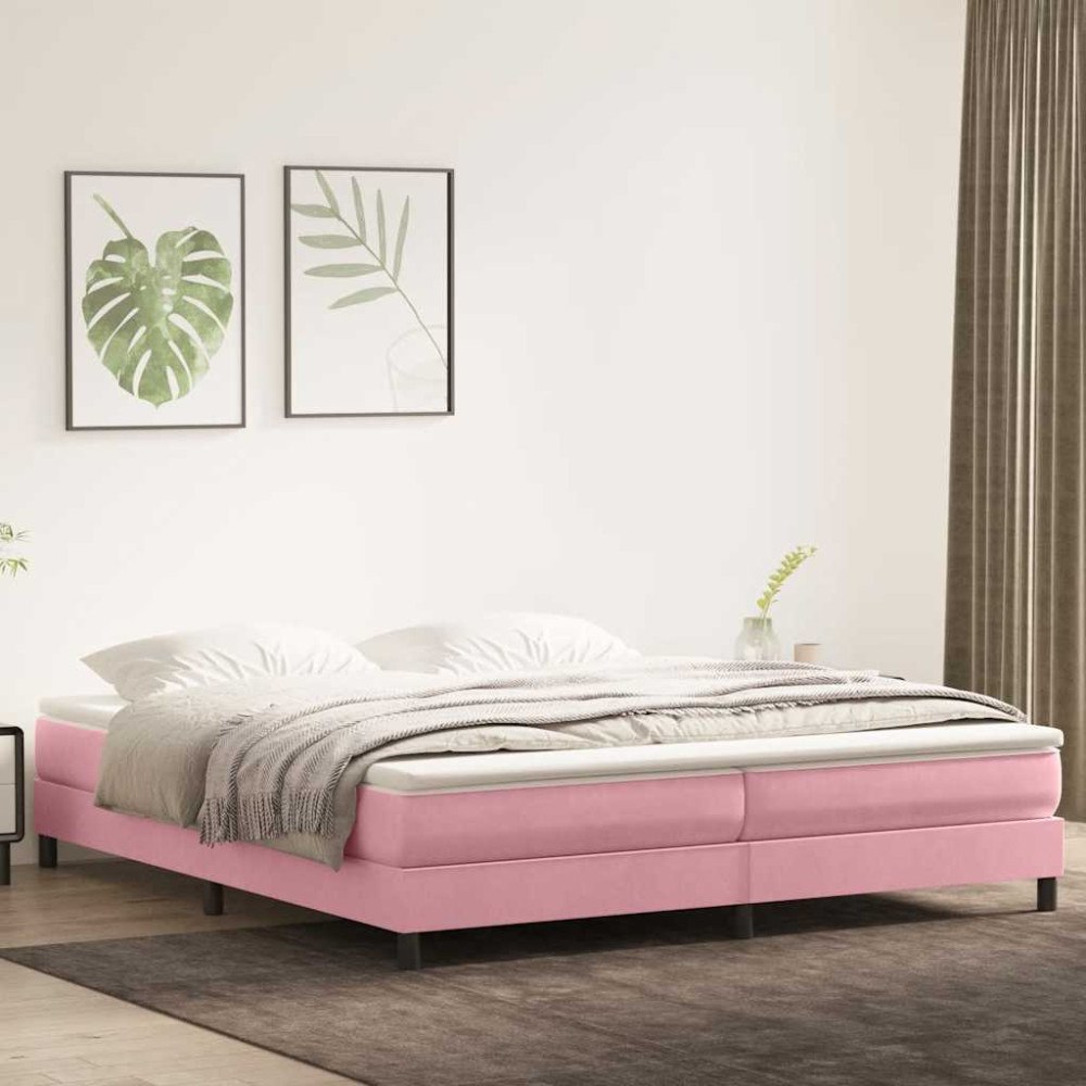 vidaXL Resårsäng utan madrass rosa 200x210 cm sammet