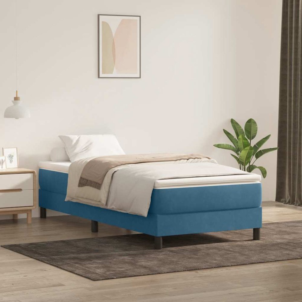 vidaXL Resårsäng utan madrass mörkblå 80x220 cm sammet