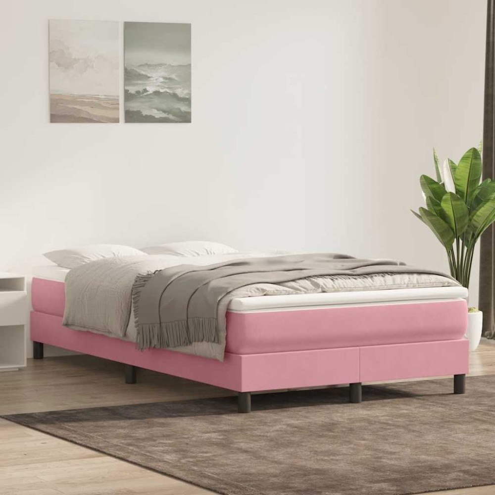 vidaXL Resårsäng utan madrass rosa 120x220 cm sammet