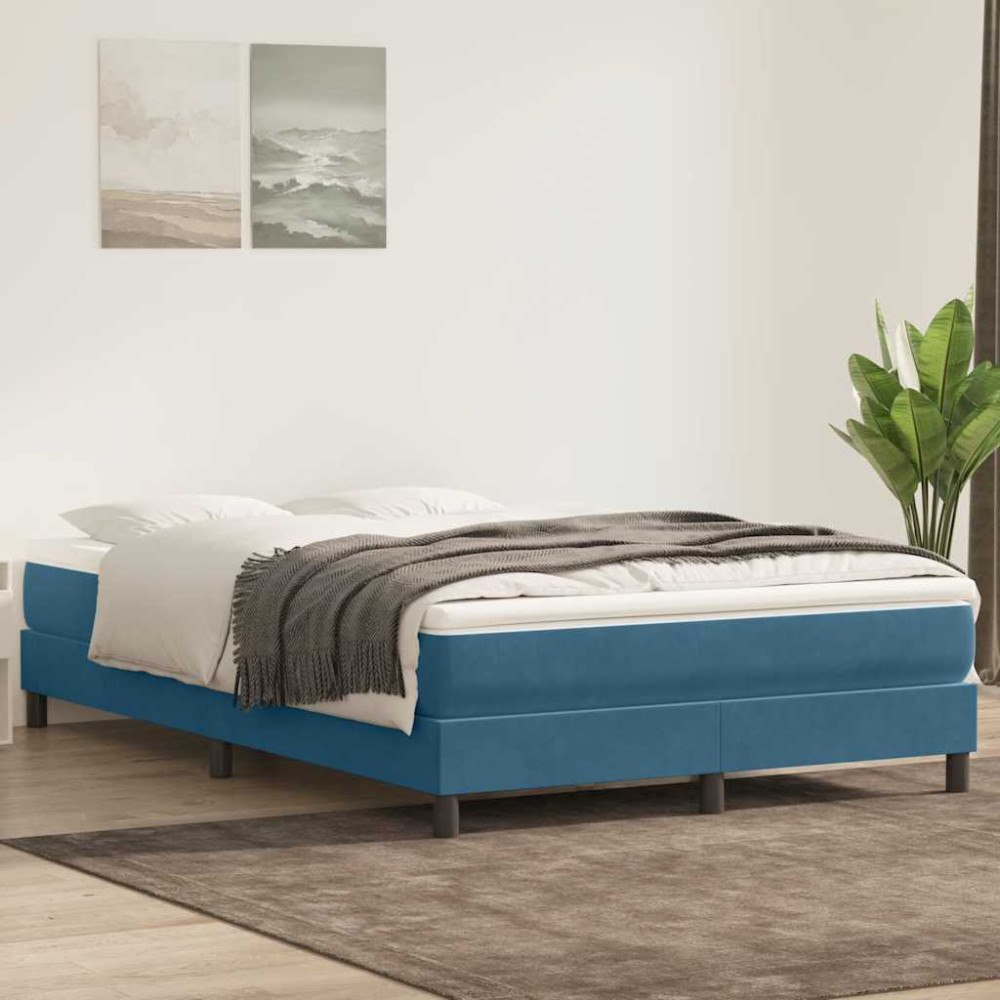 vidaXL Resårsäng utan madrass mörkblå 140x220 cm sammet