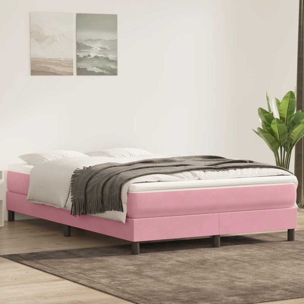 vidaXL Resårsäng utan madrass rosa 160x220 cm sammet