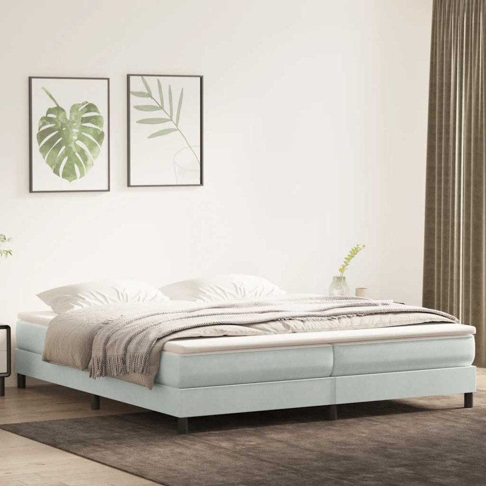 vidaXL Ramsäng med madrass ljusgrå 180x210 cm sammet