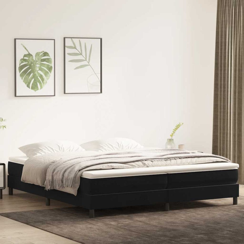 vidaXL Ramsäng med madrass svart 180x210 cm sammet