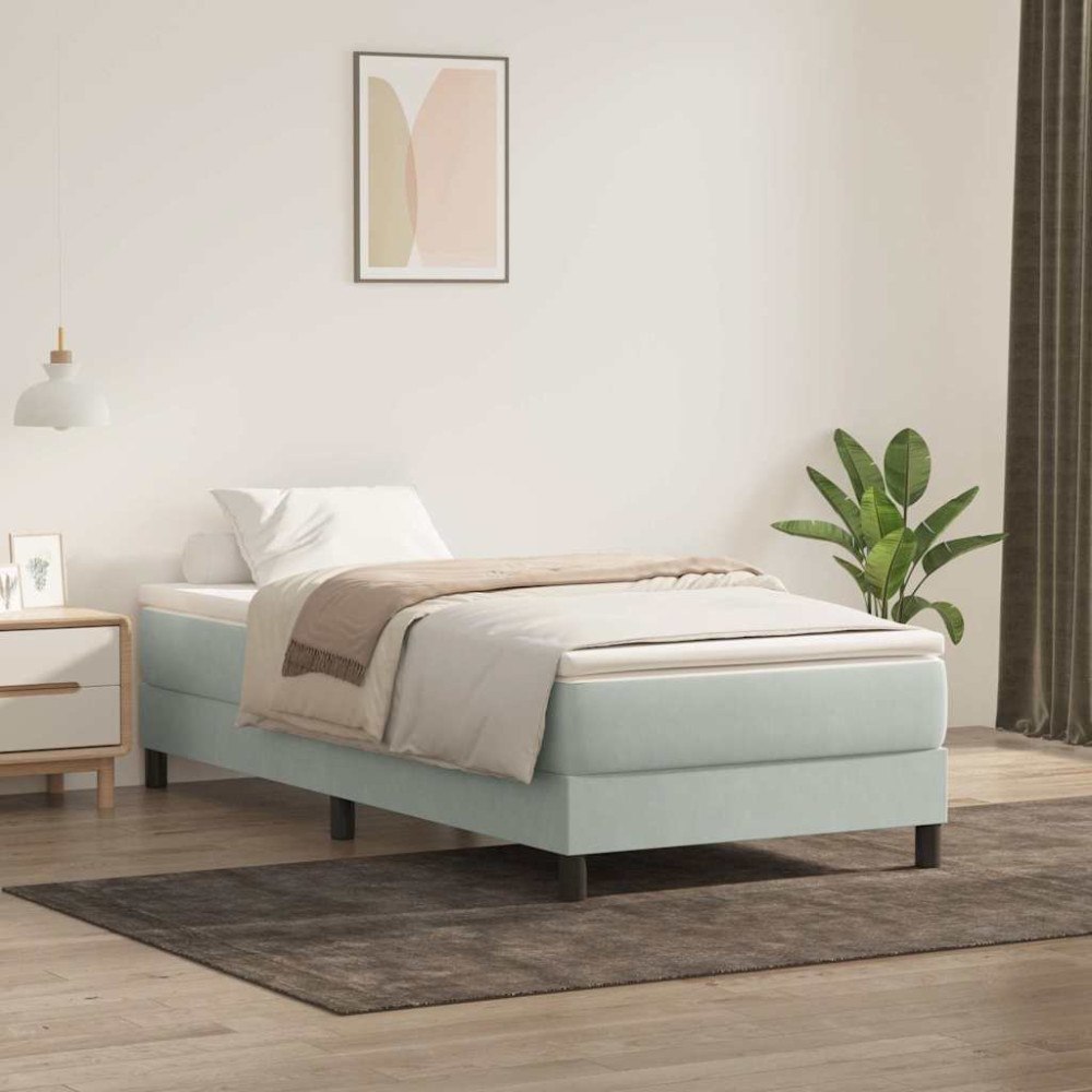 vidaXL Ramsäng med madrass ljusgrå 80x220 cm sammet