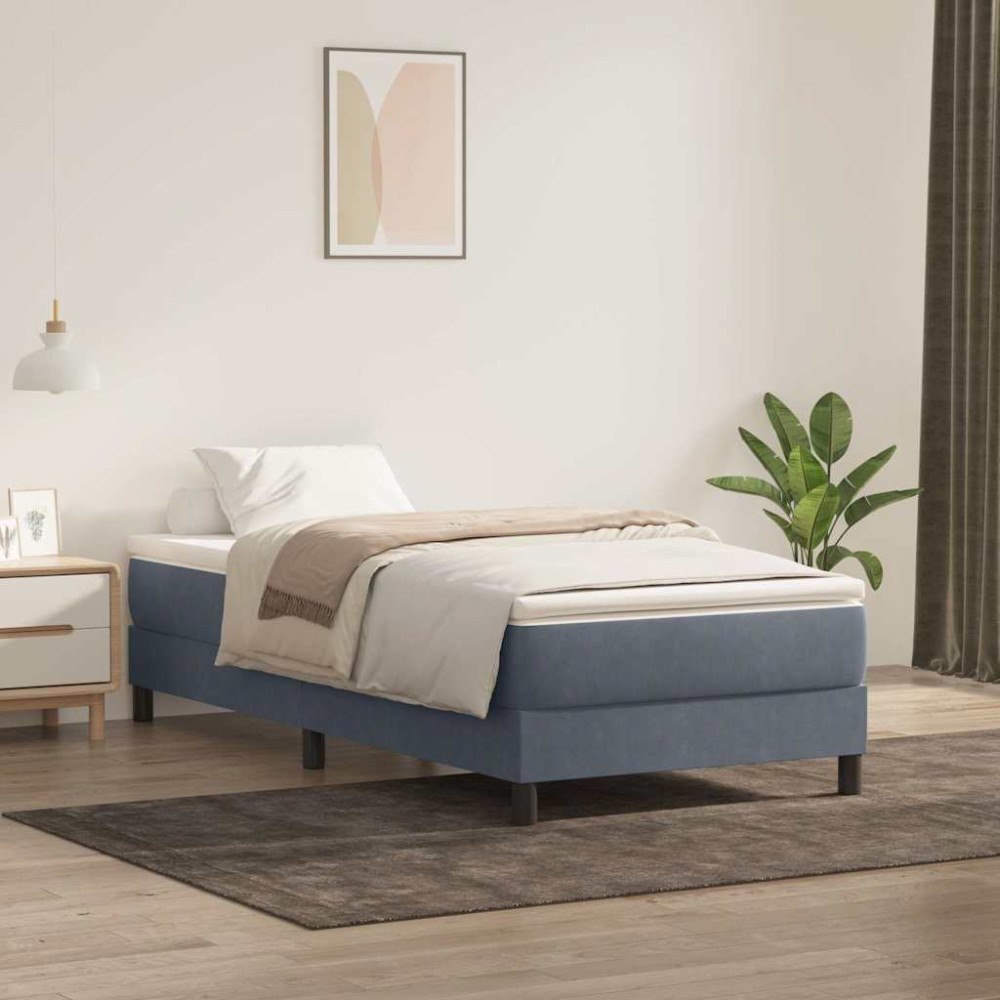 vidaXL Ramsäng med madrass mörkgrå 80x220 cm sammet