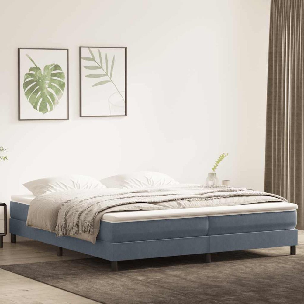 vidaXL Resårsäng med madrass mörkgrå 180x220 cm sammet