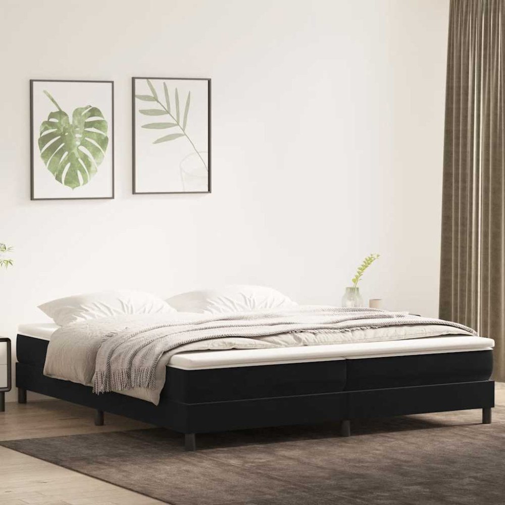 vidaXL Resårsäng med madrass svart 180x220 cm sammet