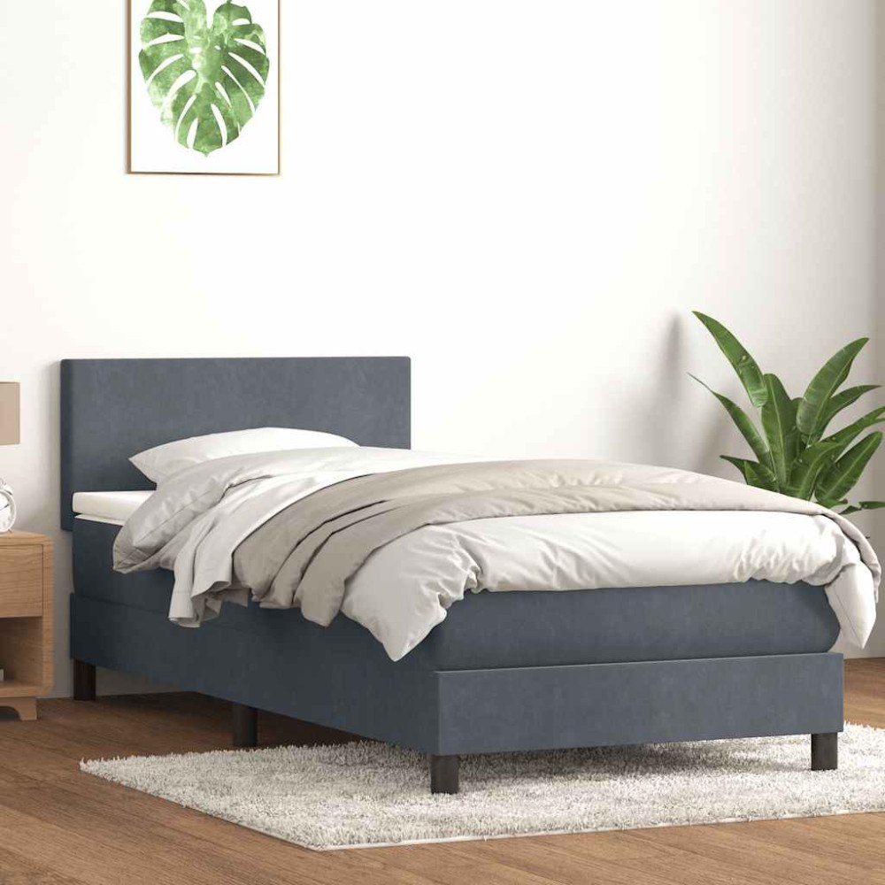 vidaXL Ramsäng med madrass mörkgrå 80x210 cm sammet