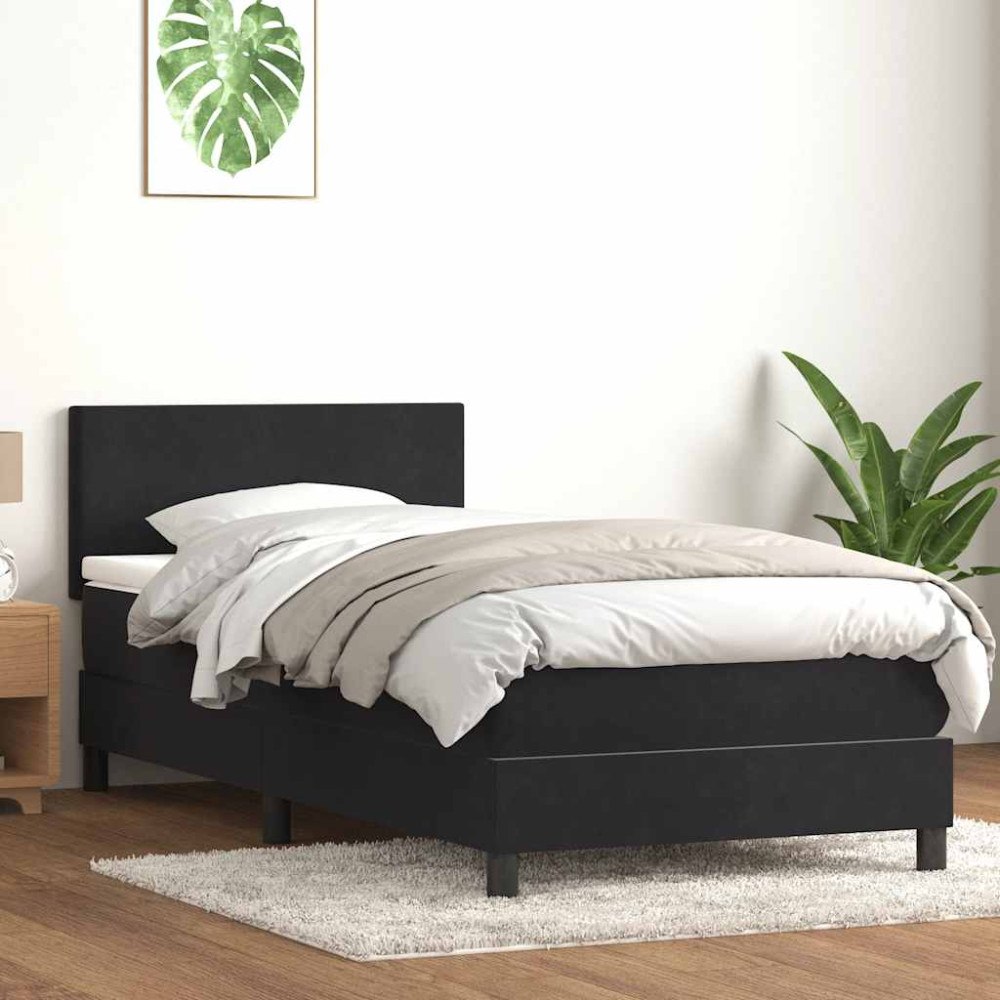 vidaXL Ramsäng med madrass svart 80x210 cm sammet