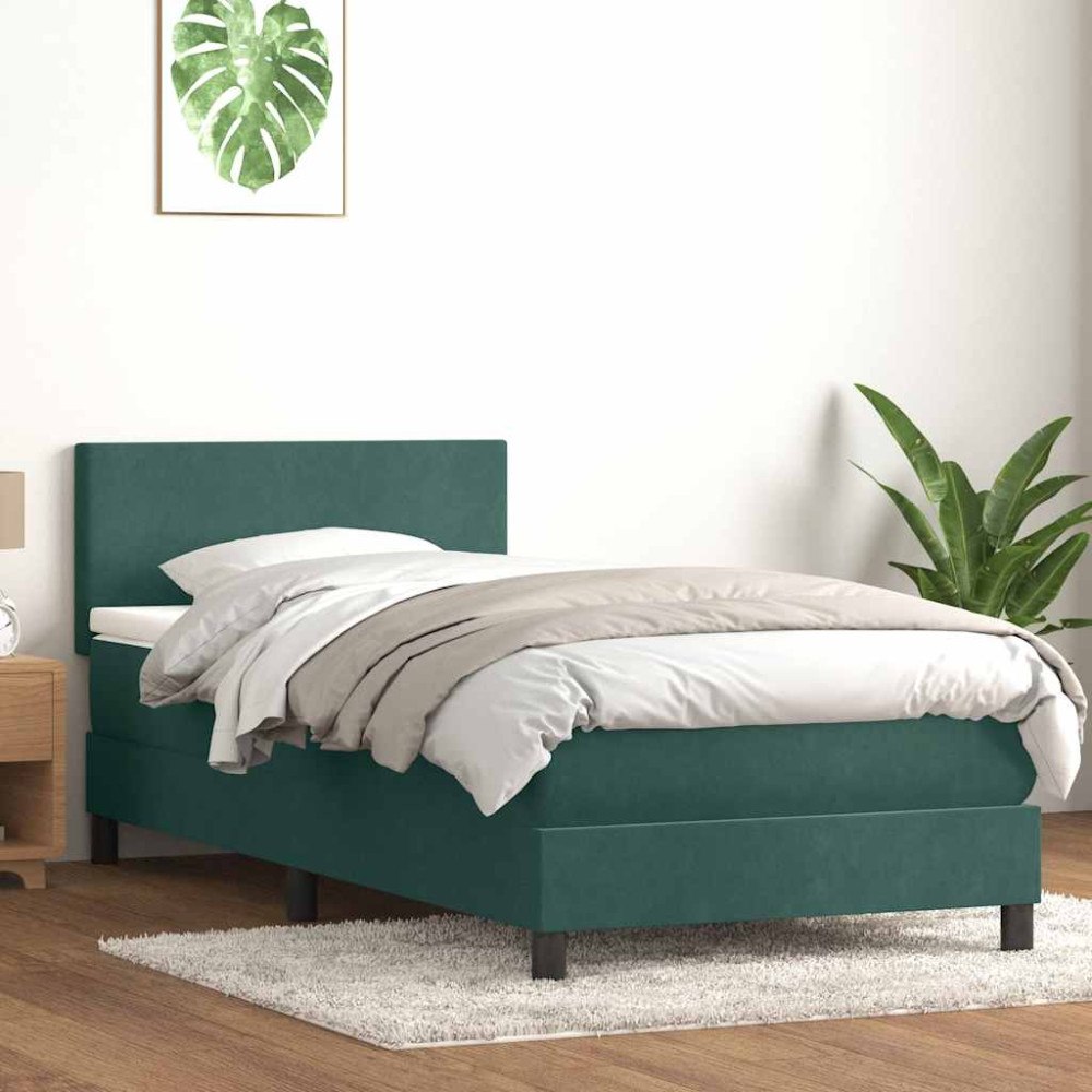 vidaXL Ramsäng med madrass mörkgrön 80x220 cm sammet
