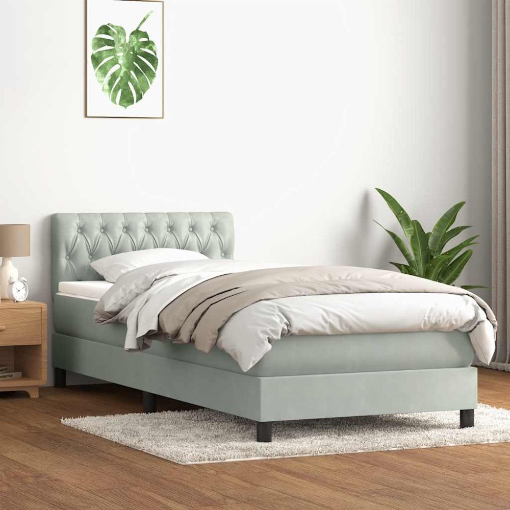 vidaXL Ramsäng med madrass ljusgrå 80x210 cm sammet