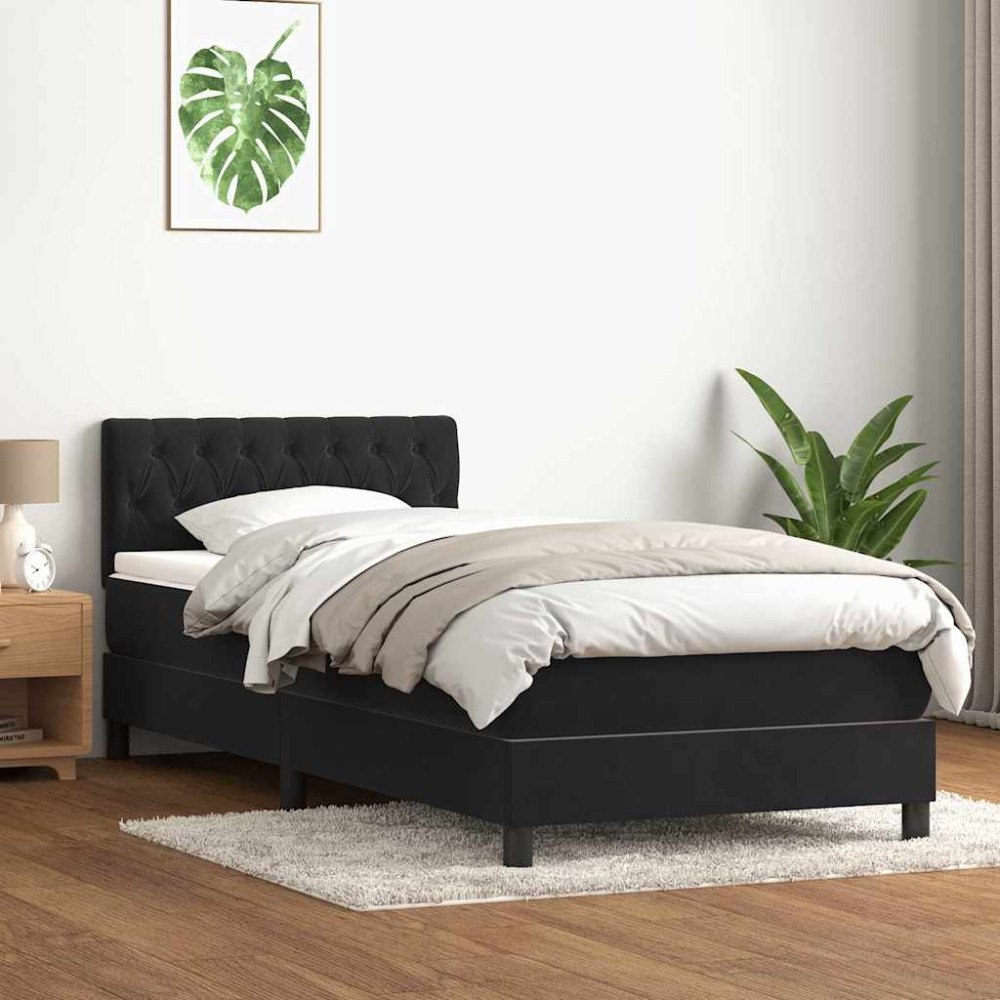 vidaXL Ramsäng med madrass svart 80x220 cm sammet