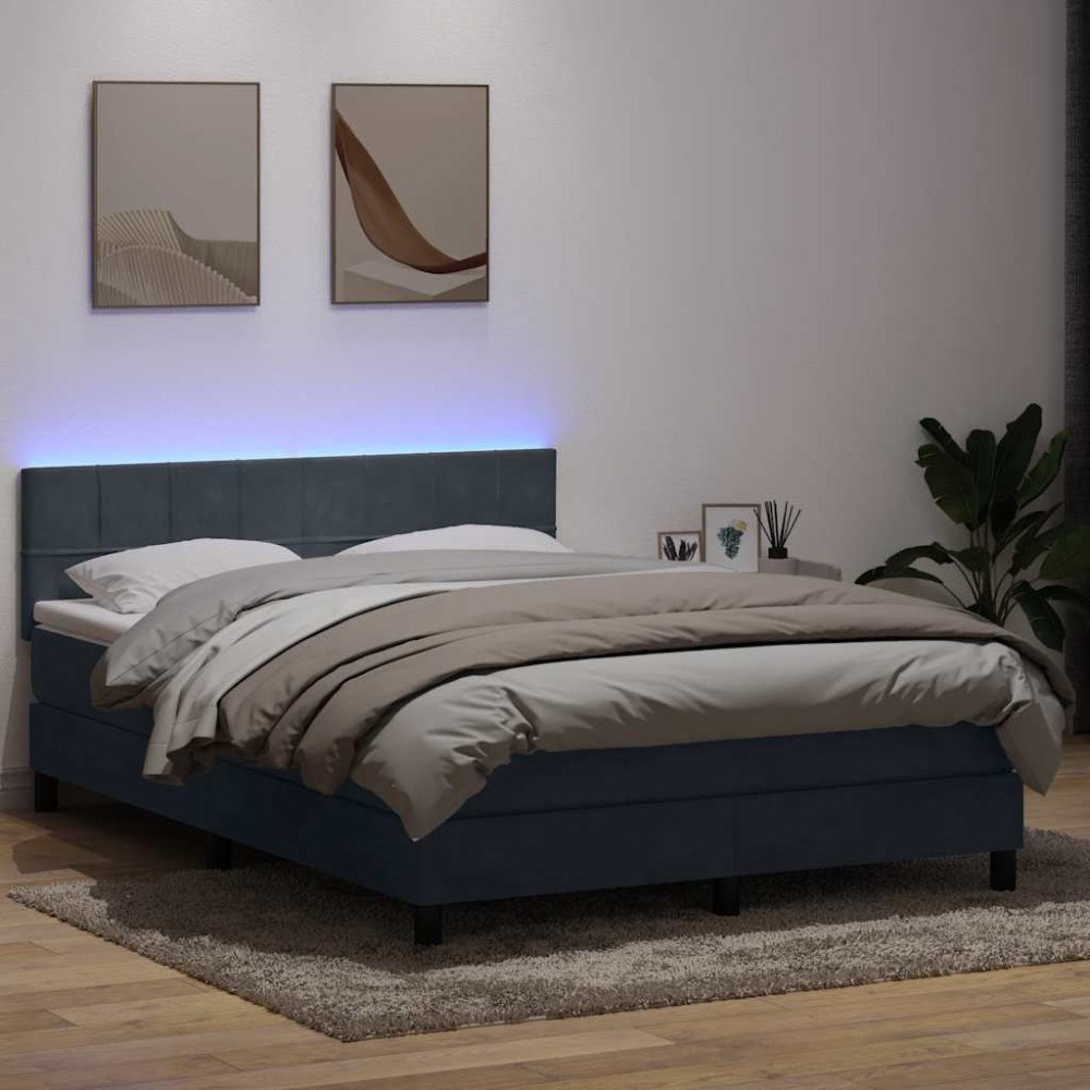 vidaXL Ramsäng med madrass mörkgrå 140x210 cm sammet