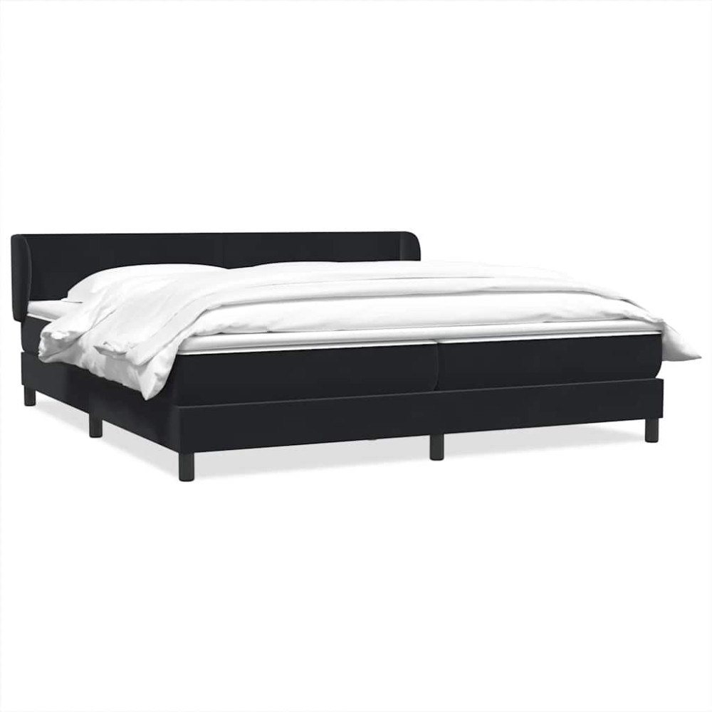 vidaXL Resårsäng med resårmadrasser svart 180x210 cm sammet