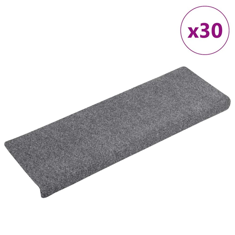 vidaXL Trappmattor självhäftande 30 st ljusgrå 65x21x4 cm