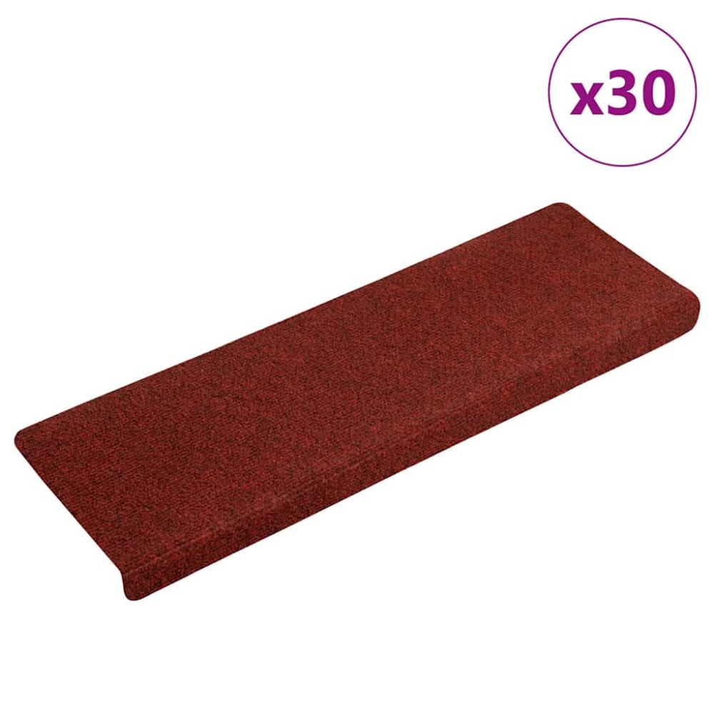 vidaXL Trappmattor självhäftande 30 st röd 65x21x4 cm
