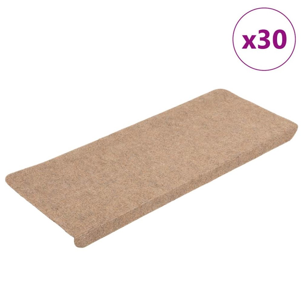 vidaXL Trappmattor självhäftande 30 st beige 65x24,5x3,5 cm