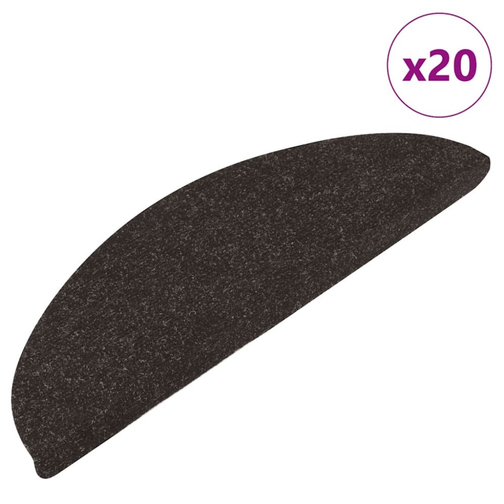 vidaXL Trappmattor självhäftande 20 st svart 56x17x3 cm