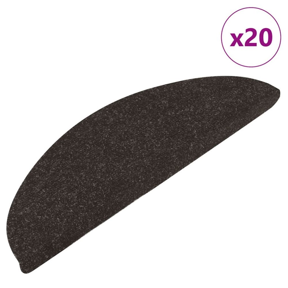 vidaXL Trappmattor självhäftande 20 st svart 65x22,5x3,5 cm
