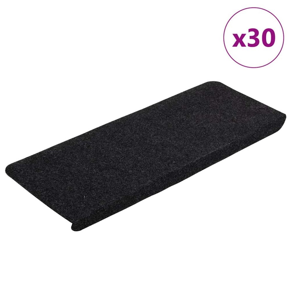 vidaXL Trappmattor självhäftande 30 st svart 65x24,5x3,5 cm