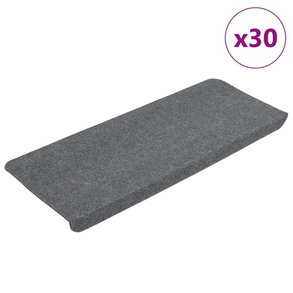 vidaXL Trappmattor självhäftande 30 st grå 65x24,5x3,5 cm