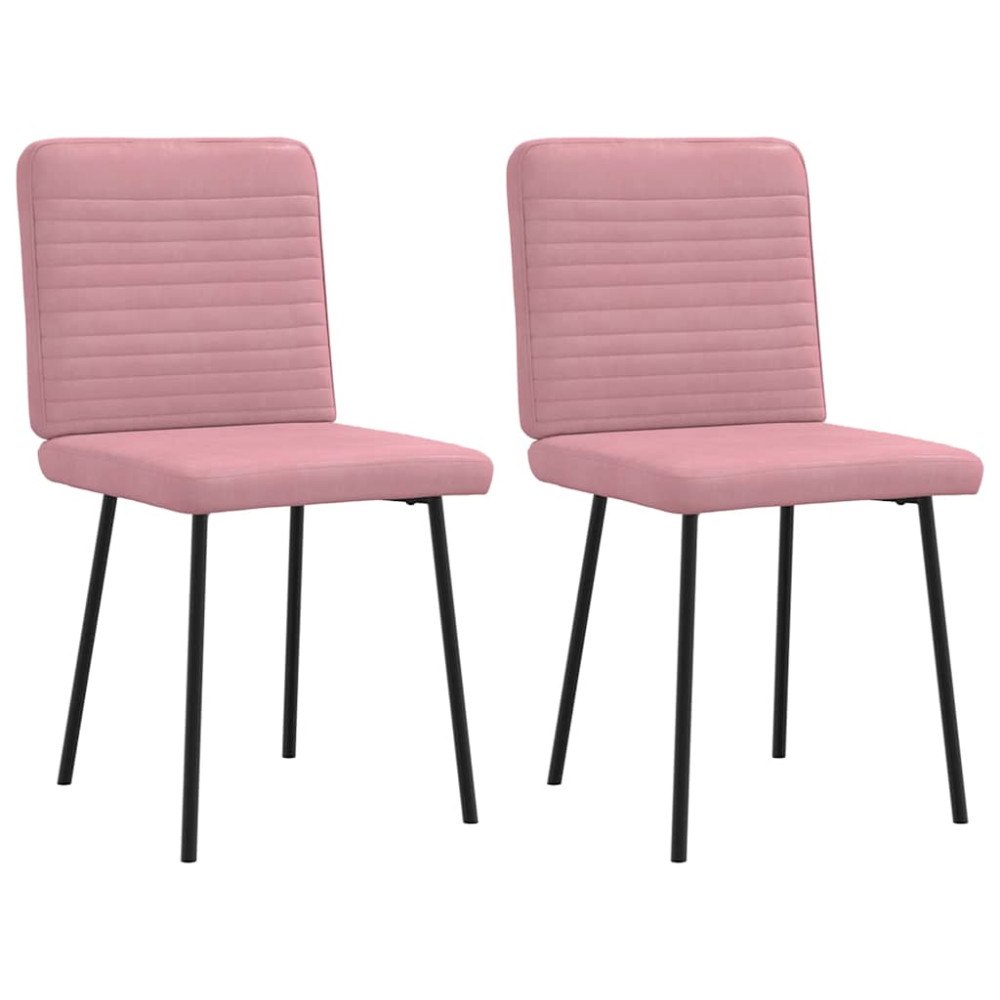 vidaXL Matstolar 2 st rosa sammet