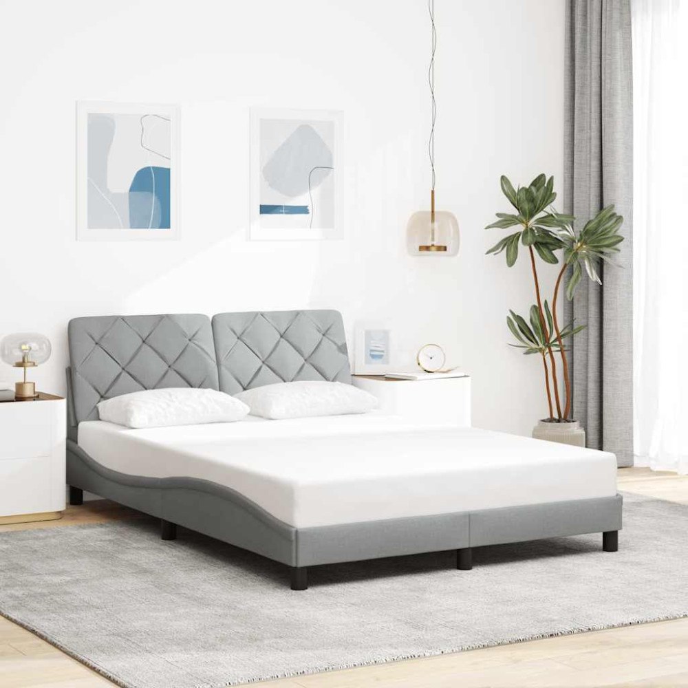 vidaXL Bed Frame without Mattress Light Grey 140x190 cm Fabric