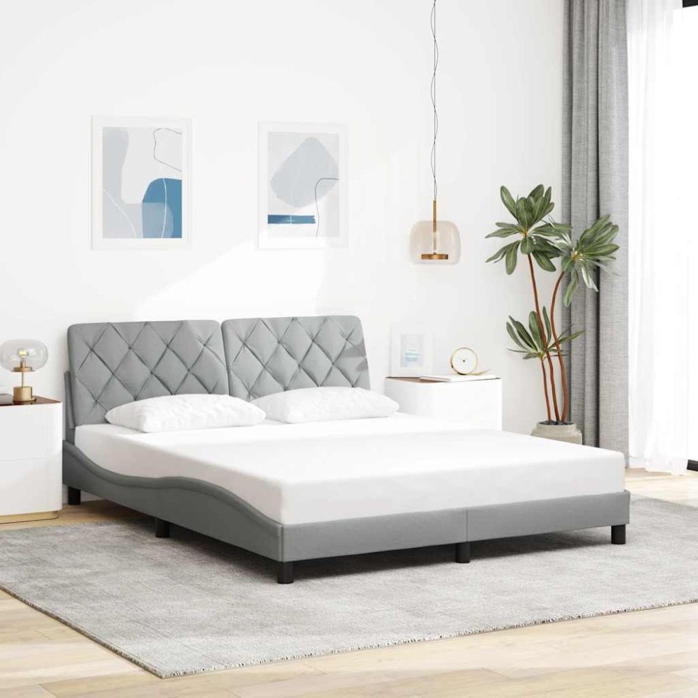 vidaXL Sängram utan madrass ljusgrå 160x200 cm tyg