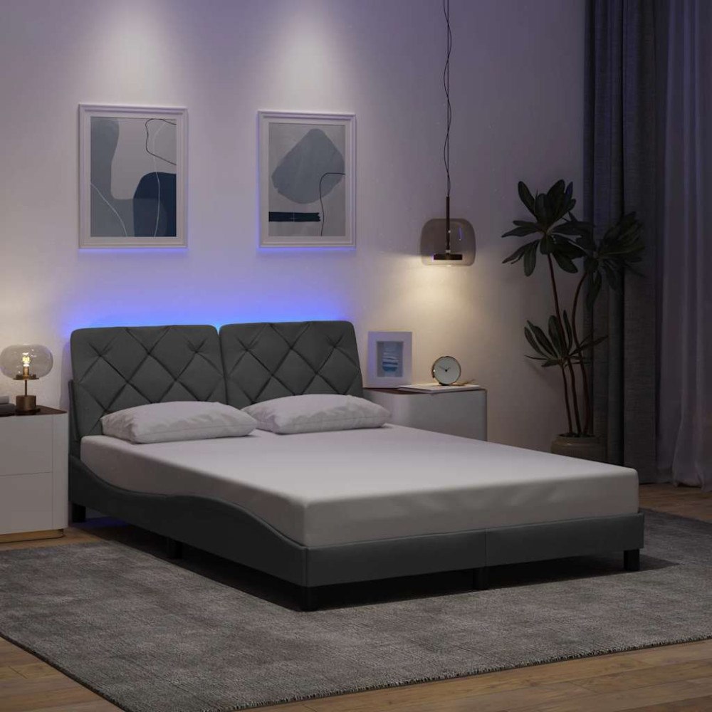 vidaXL Bed Frame with LED without Mattress Light Grey 120x200 cm Fabric
