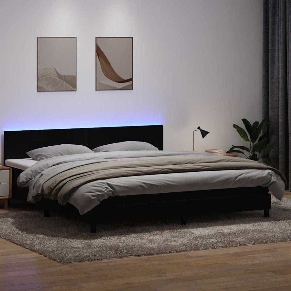 vidaXL Resårsäng med madrass och LED svart 180x220 cm sammet