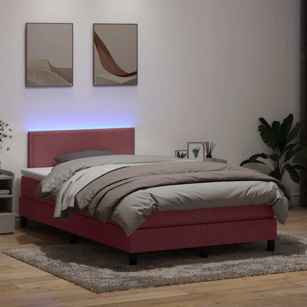vidaXL Ramsäng med madrass rosa 120x220 cm sammet