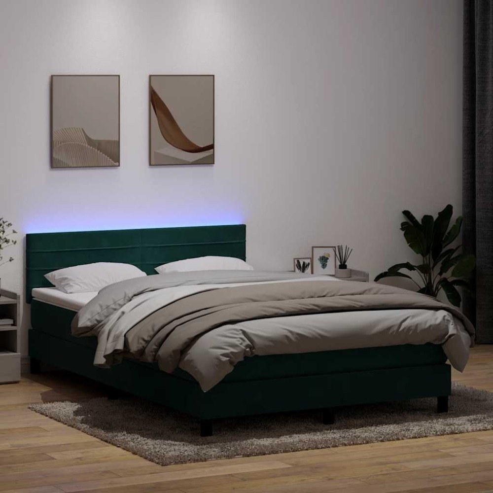 vidaXL Ramsäng med madrass mörkgrönt 140x210 cm sammet