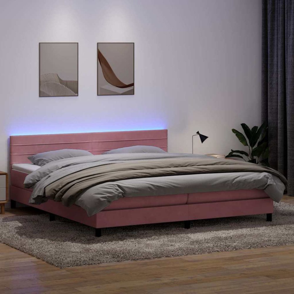 vidaXL Ramsäng med madrass rosa 200x210 cm sammet