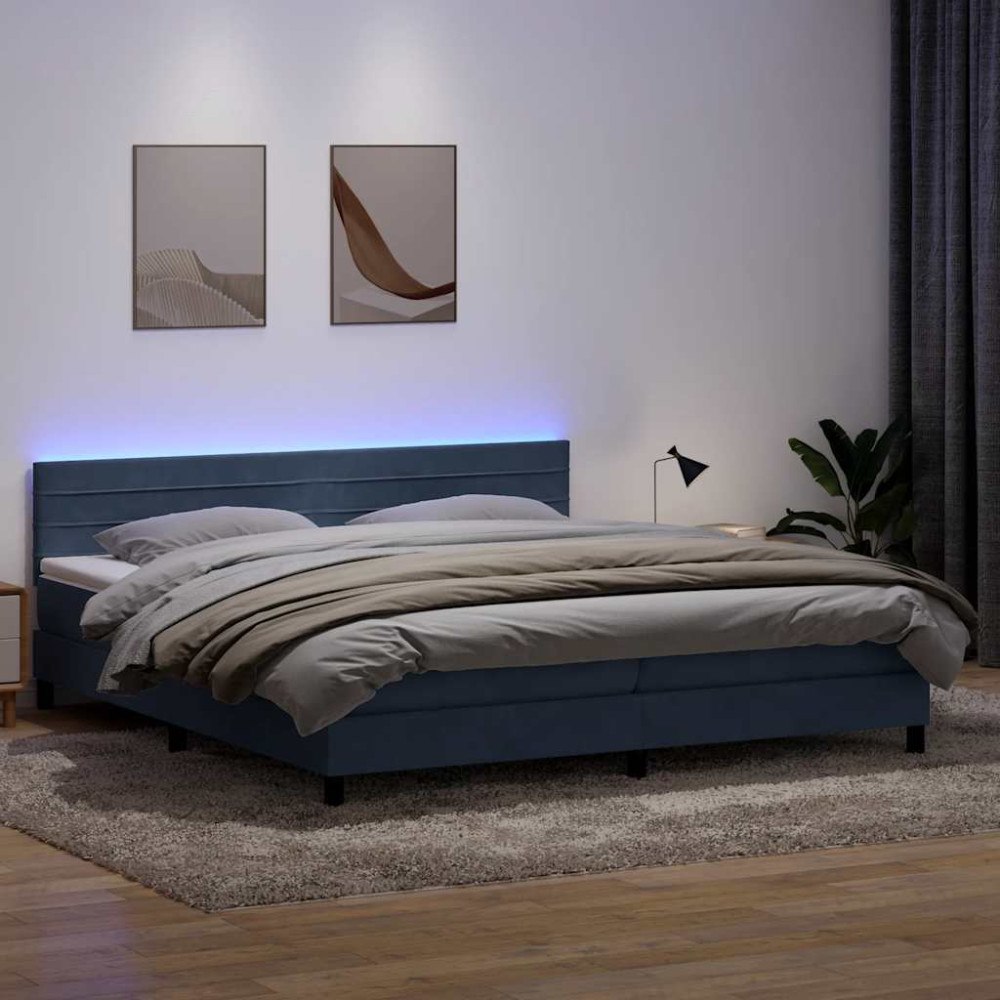 vidaXL Resårsäng med madrass mörkgrå 180x220 cm sammet