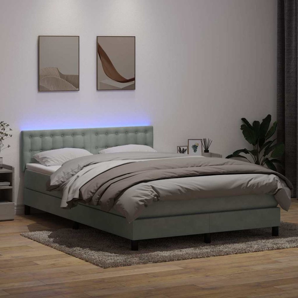 vidaXL Ramsäng med madrass ljusgrå 140x220 cm sammet