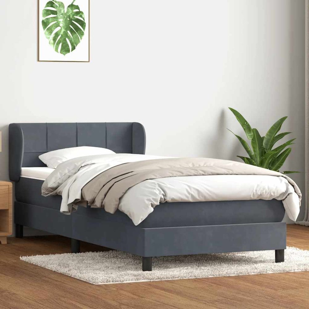 vidaXL Ramsäng med madrass mörkgrå 100x210 cm sammet