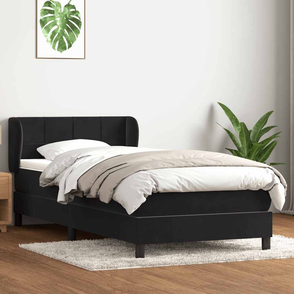 vidaXL Ramsäng med madrass svart 80x220 cm sammet