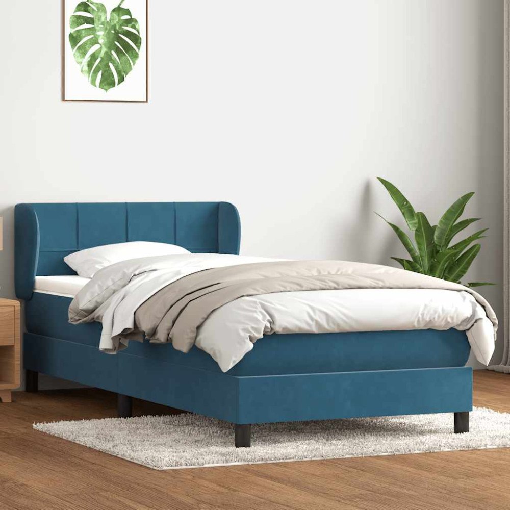 vidaXL Ramsäng med madrass mörkblå 80x220 cm sammet