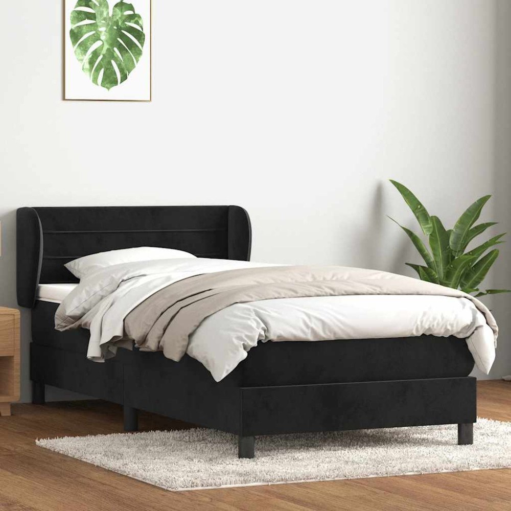 vidaXL Ramsäng med madrass svart 80x210 cm sammet