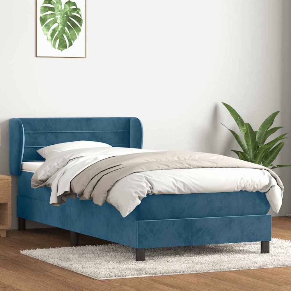 vidaXL Ramsäng med madrass mörkblå 80x220 cm sammet