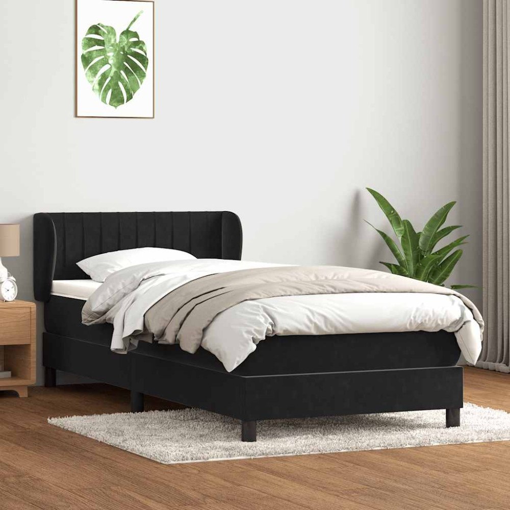 vidaXL Ramsäng med madrass svart 90x210 cm sammet